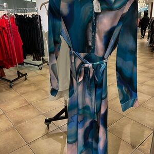 Pietro Brunelli Blue and Pink Women's Dress Italian fabric large